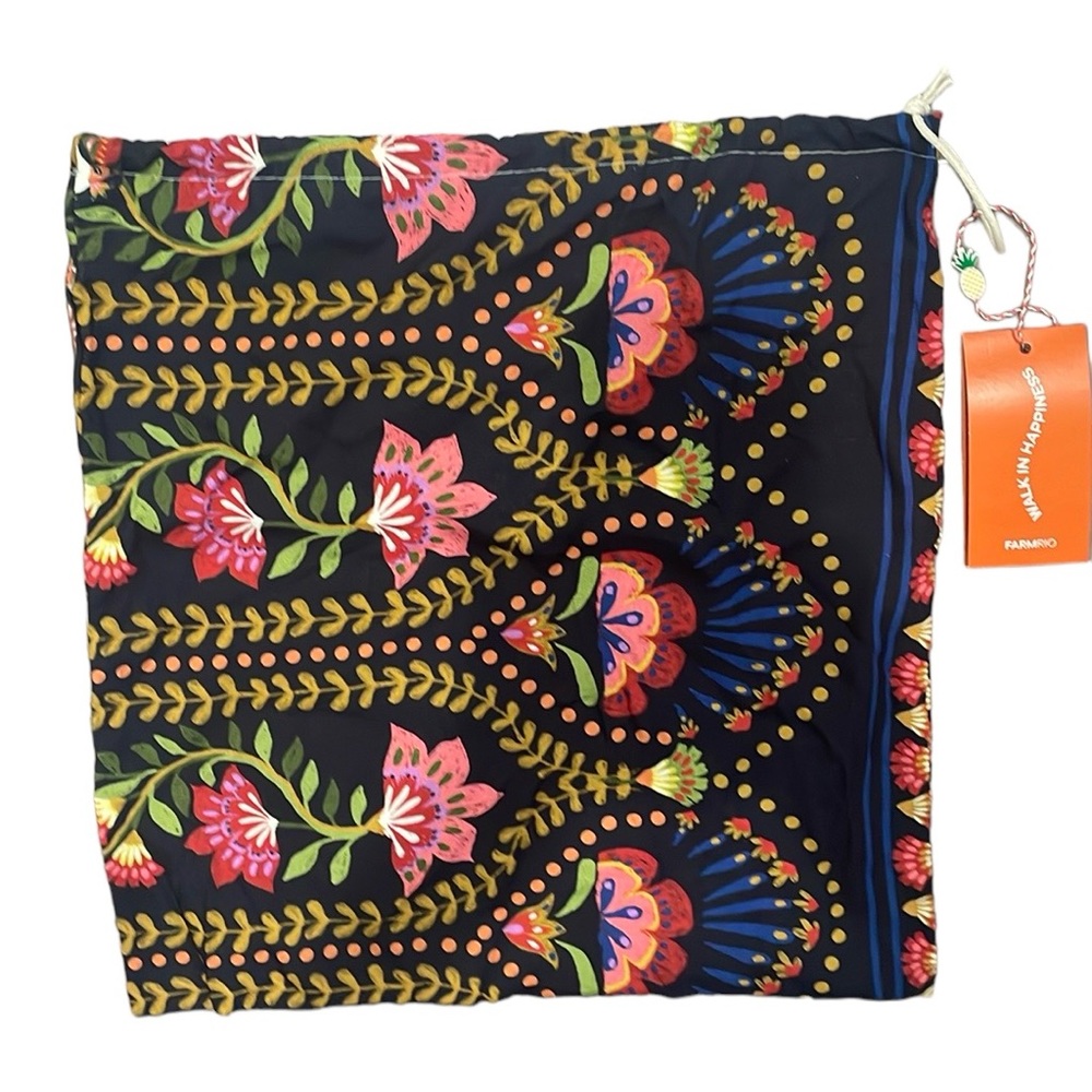 NWT Farm Rio red floral artsy pink black green  shoe dust bag
